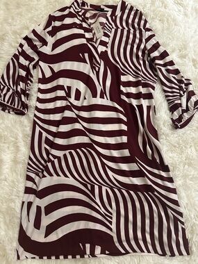 Banana Republic Burgundy and White Striped Midi Dress